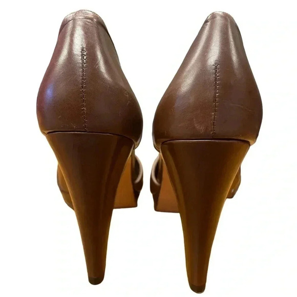 Banana Republic Brown Open Toe Heels Size 7 - Picture 2 of 9